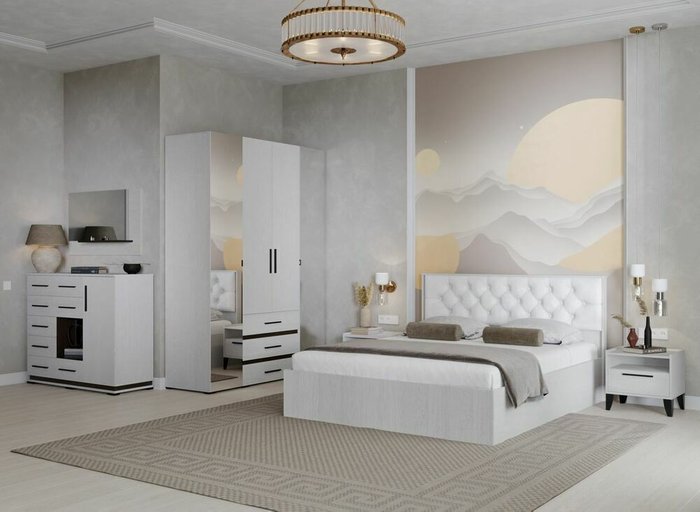 Комод с полками Модена МК-2 цвета ясень анкор светлый - лучшие Комоды в INMYROOM