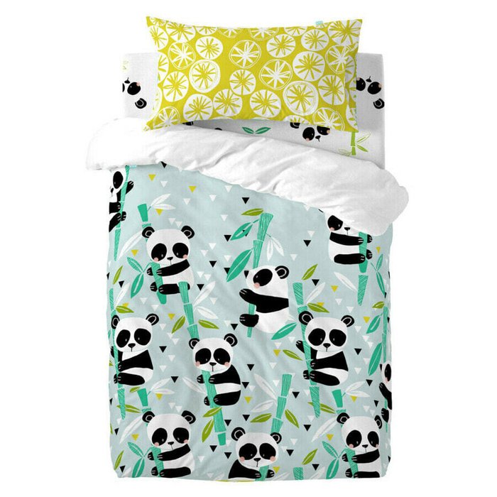 Комплект постельного белья детский Moshi Moshi Panda Garden Blue Blue 100х135 желто-мятного цвета Комплект постельного белья детский Moshi Moshi Panda Garden Blue Blue 100х135 желто-мятного цвета