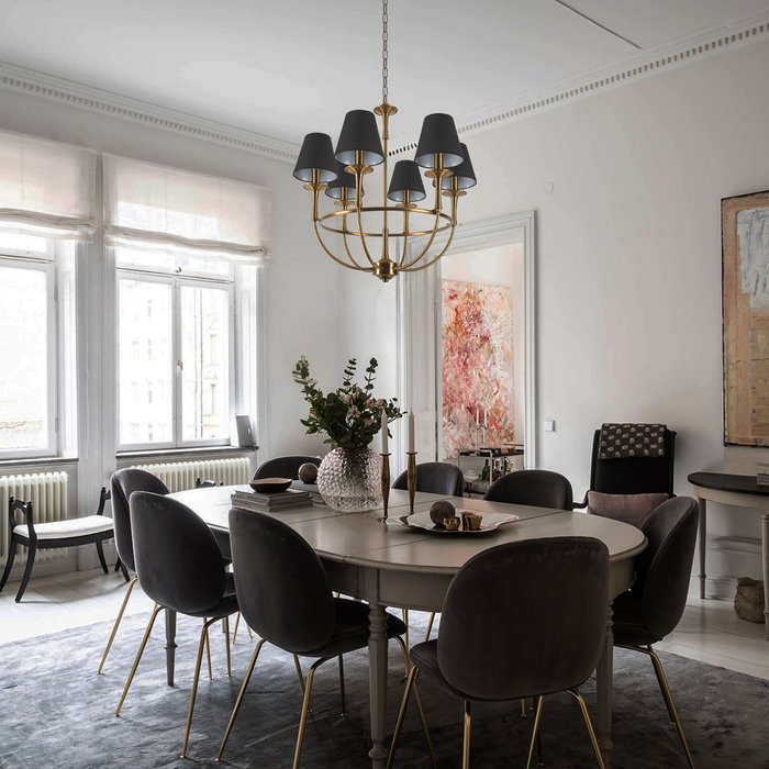 Подвесная люстра Lattice 10435 (ткань, цвет черный) - купить Подвесные люстры по цене 28270