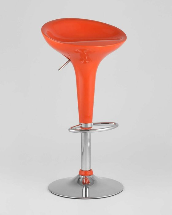Барный стул Bomba (Бомба) оранжевый газ-лифт, пластик, хром - купить Барные стулья по цене 30432.0