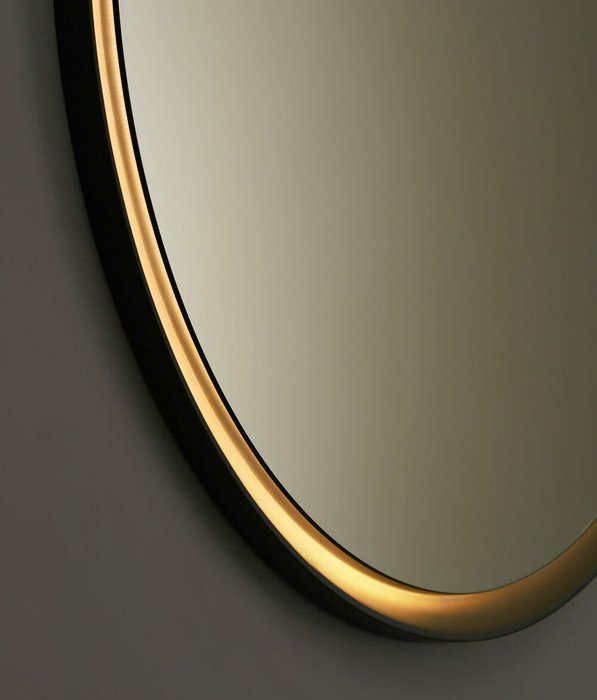 Парящее круглое зеркало Special B с подсветкой в тёмно-серой раме - лучшие Настенные зеркала в INMYROOM