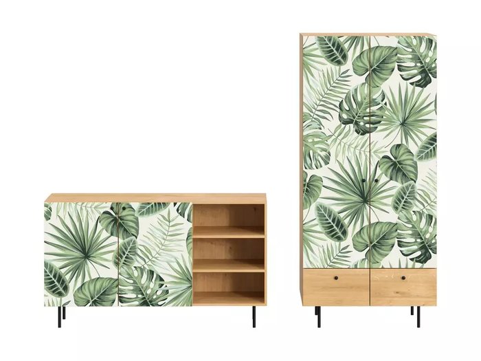 Композиция Frida 11 с принтом Monstera на металлических ножках - купить Гостиные гарнитуры по цене 94606.0