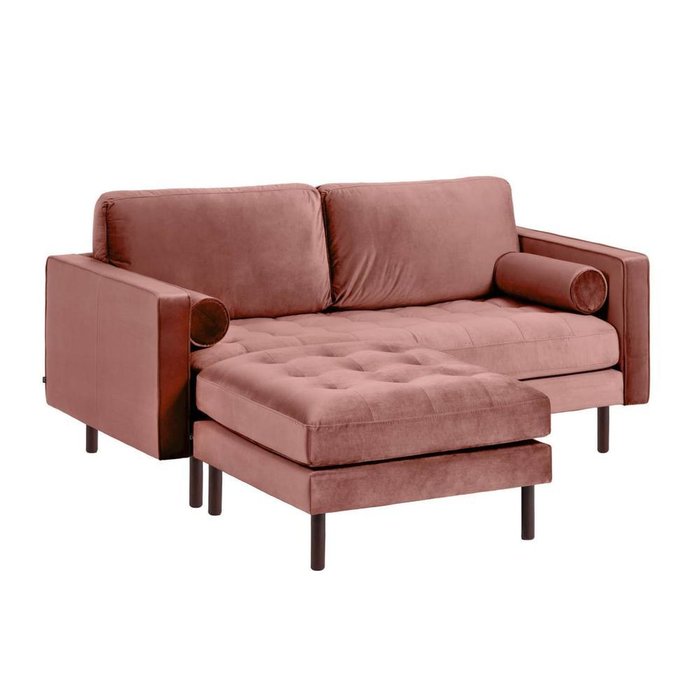Прямой диван Bogart Pink velvet с пуфом - купить Прямые диваны по цене 181990.0