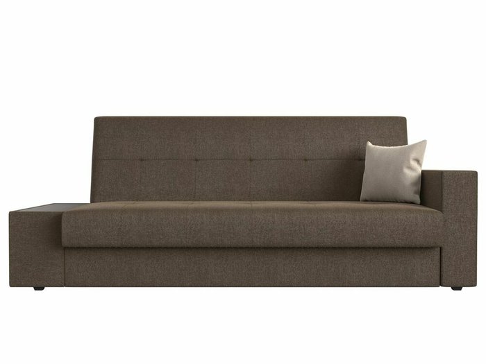Диван-кровать Лига 020 коричневого цвета с бежевой подушкой и столом слева - купить Прямые диваны по цене 24999.0