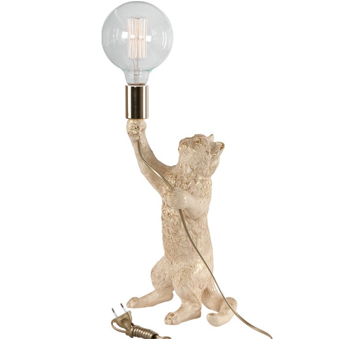 Настольная лампа Кот Эдисон светло-бежевого цвета