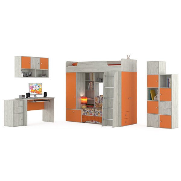 Комплект детской мебели Тетрис оранжевого цвета