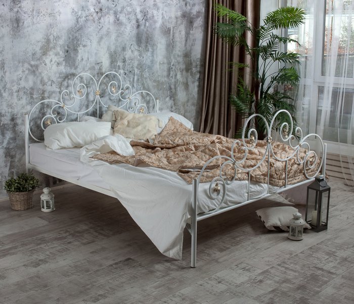 Кованая кровать Афина 180х200 белого цвета - лучшие Кровати для спальни в INMYROOM