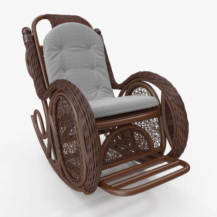 Кресло-качалка из ротанга Alexa с подушкой  коньяк