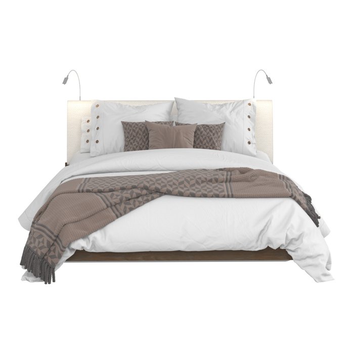 Кровать Сиена 180х200 с изголовьем молочного цвета и двумя светильниками  - купить Кровати для спальни по цене 44645.0