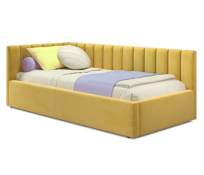 Кровать с подъемным механизмом Milena 90х200 желтого цвета