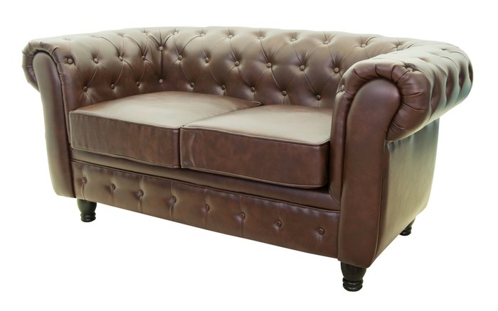 Кожаный диван Chesterfield коричневого цвета - купить Прямые диваны по цене 92960.0