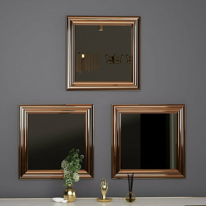 Набор их трех зеркал Decor 40х40 в раме бронзового цвета - лучшие Настенные зеркала в INMYROOM