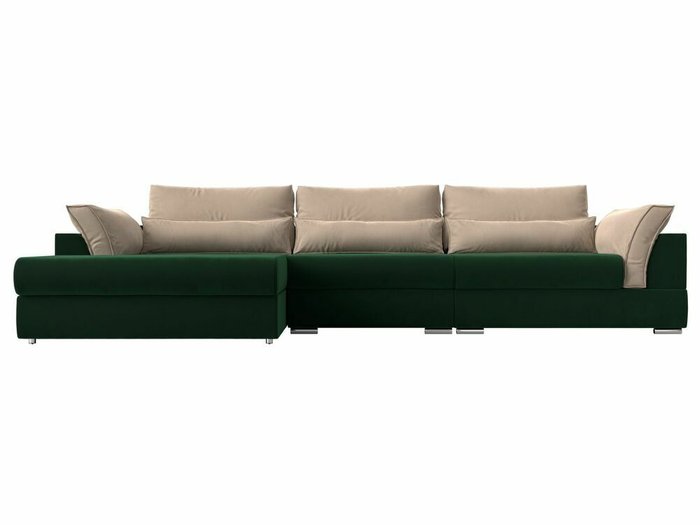 Угловой диван-кровать Пекин Long бежево-зеленого цвета угол левый - купить Угловые диваны по цене 112999.0