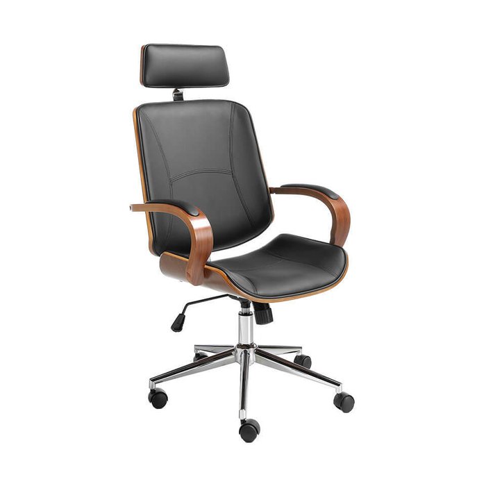 Офисное кресло черно-коричневого цвета