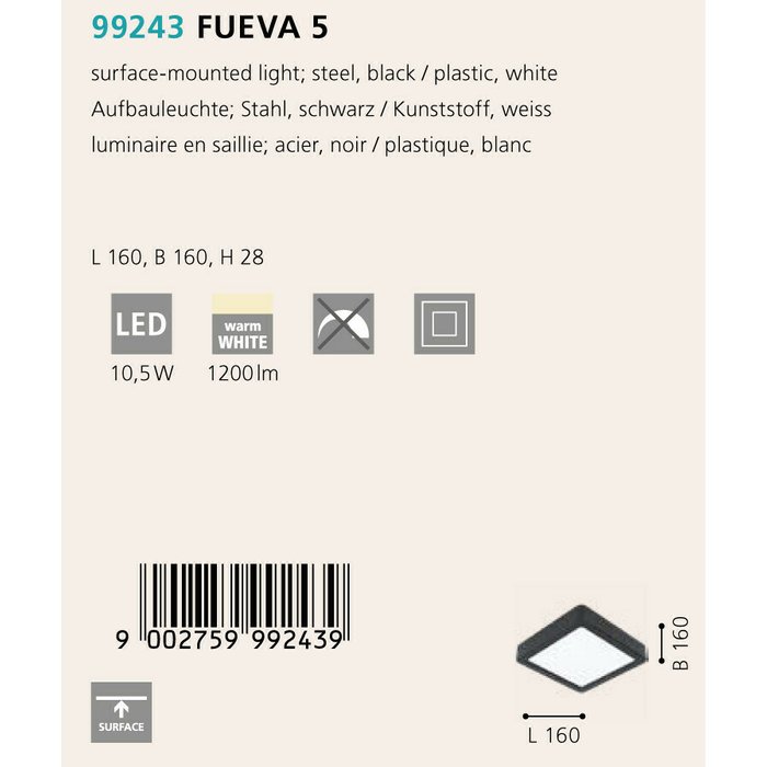 Светильник точечный Fueva бело-черного цвета - купить Потолочные светильники по цене 2090.0