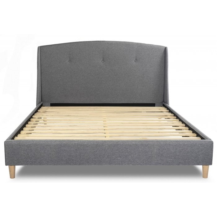Кровать двуспальная Molly 160х200 серого цвета - лучшие Кровати для спальни в INMYROOM
