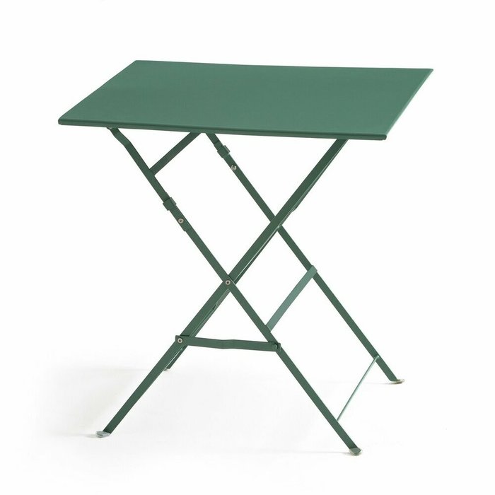 Стол квадратный складной из металла Ozevan зеленого цвета