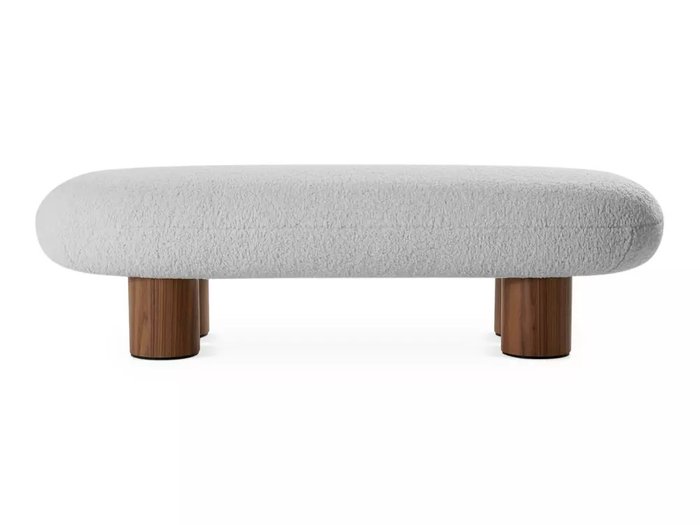 Банкетка Liora светло-серого цвета с коричневыми ножками - купить Банкетки по цене 43400 Банкетка Liora светло-серого цвета с коричневыми ножками - купить Банкетки по цене 43400