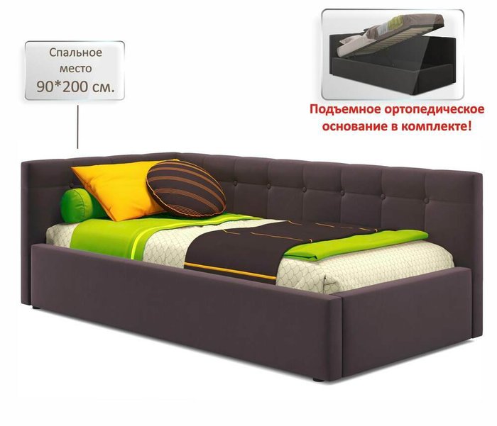 Кровать Bonna 90х200 шоколадного цвета с подъемным механизмом - лучшие Кровати для спальни в INMYROOM