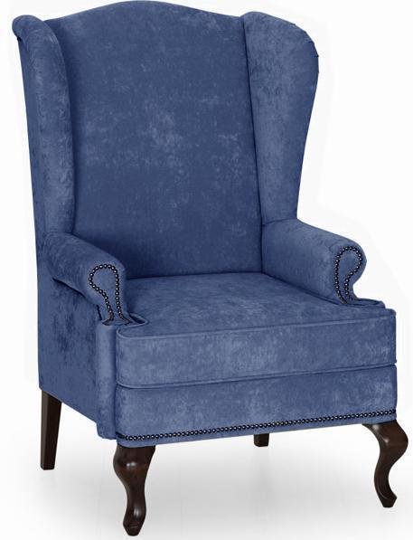 Кресло английское Биг Бен с ушками дизайн 17 темно-синего цвета 