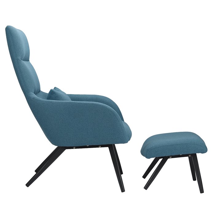 Кресло с подставкой для ног и подушкой Bridjet серо-голубого цвета - лучшие Интерьерные кресла в INMYROOM