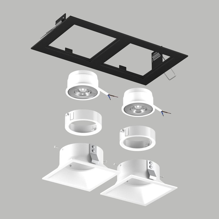 Светильник DOMINO QUADRO под LED модуль/лампу МR16 (214527+214506+214506+214006+214006) - купить Встраиваемые споты по цене 2795.0