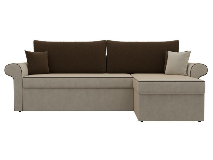 Угловой диван-кровать Милфорд коричнево-бежевого цвета правый угол - купить Угловые диваны по цене 43990.0