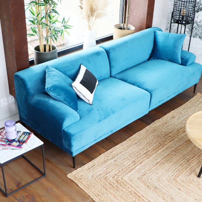 Диван Mia светло-синего цвета - купить Прямые диваны по цене 134000.0