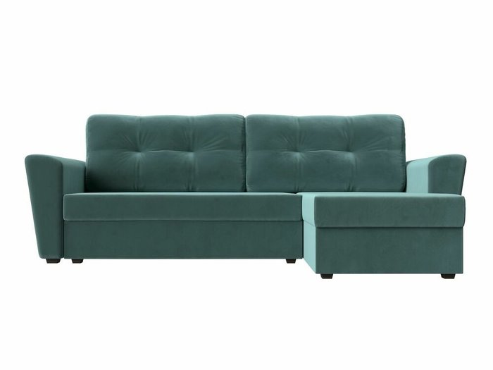 Угловой диван-кровать Амстердам лайт бирюзового цвета правый угол - купить Угловые диваны по цене 30999.0