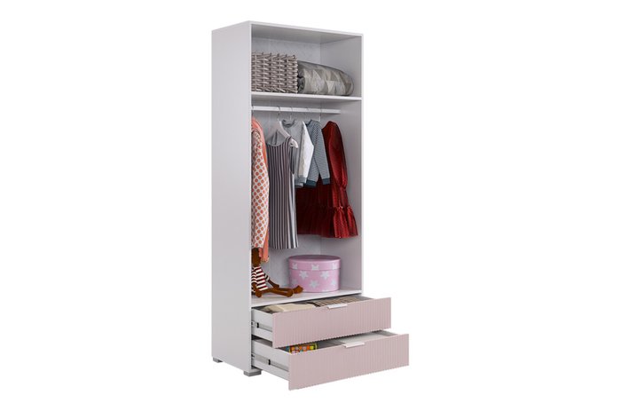 Распашной шкаф Зефир бело-розового цвета - лучшие Шкафы распашные в INMYROOM