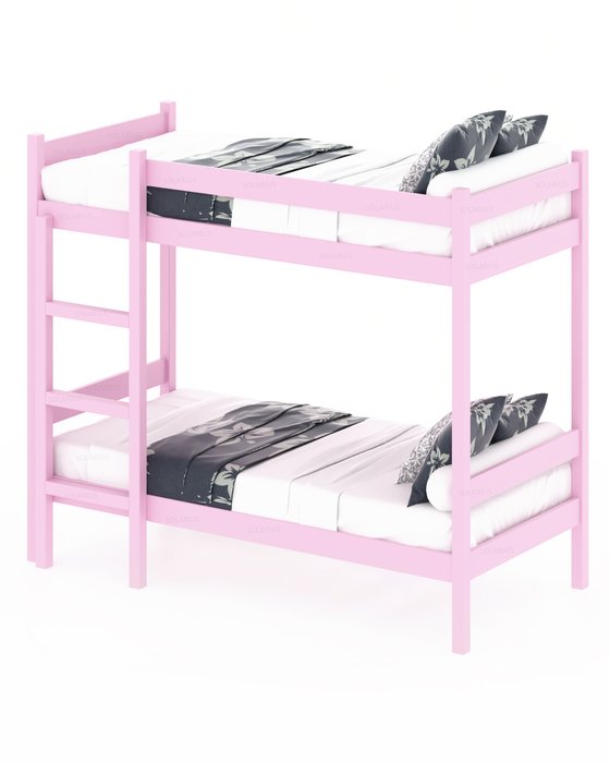 Кровать двухъярусная сосновая 80х200 розового цвета - купить Двухъярусные кроватки по цене 23456.0