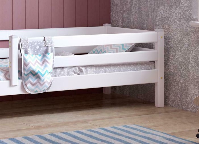 Кровать с защитой по периметру Соня 80х190 белого цвет - купить Одноярусные кроватки по цене 16680.0