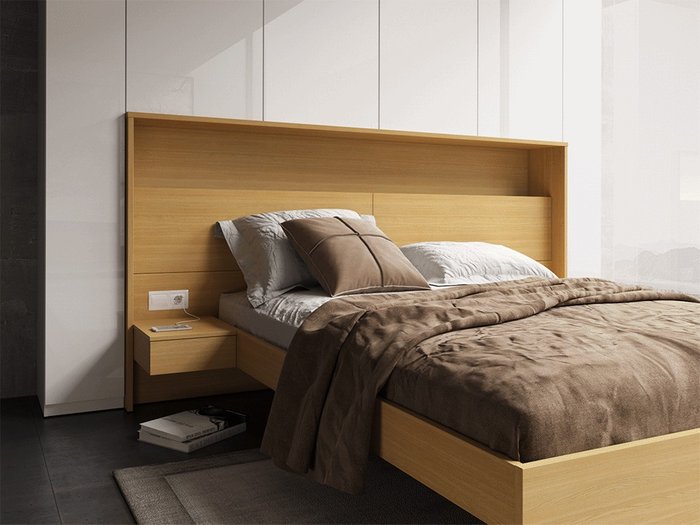 Кроватный блок Intra 160х200 цвета Дуб Корбридж - купить Кровати для спальни по цене 112500.0