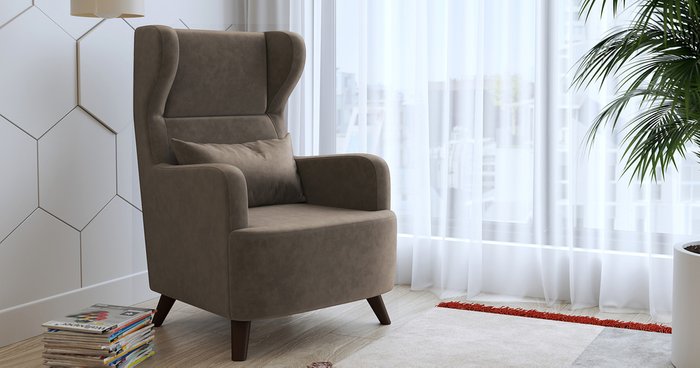 Кресло для отдыха Меланж коричневого цвета - купить Интерьерные кресла по цене 14311.0