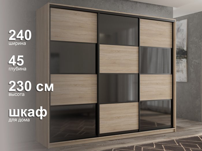 Шкаф-купе Кааппи-13 240 М цвета Дуб сонома  - лучшие Шкафы-купе в INMYROOM