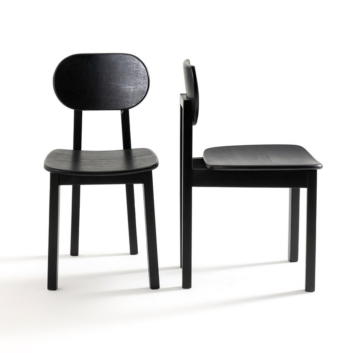 Комплект из двух стульев из ясеня Tribal черного цвета - купить Обеденные стулья по цене 30607.0