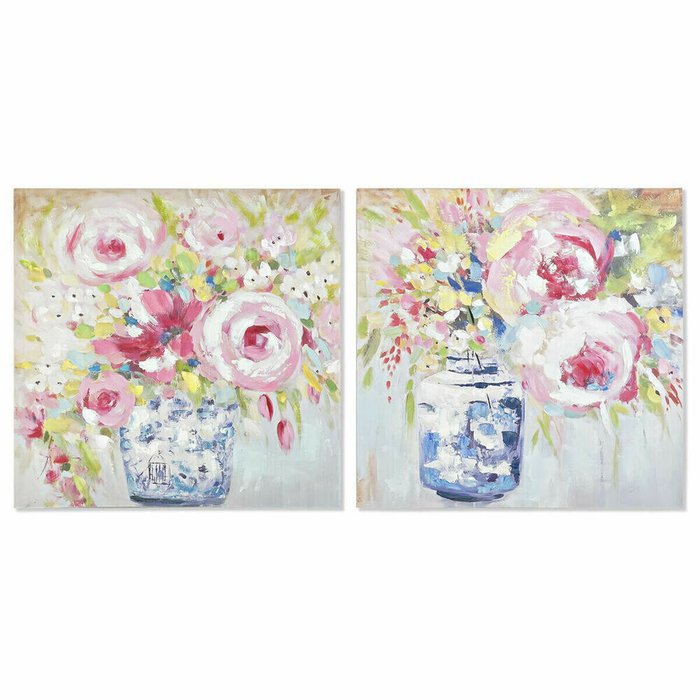 Картина 80 x 3 x 80 cm Ваза для цветов традиционный (2 штук) Картина 80 x 3 x 80 cm Ваза для цветов традиционный (2 штук)