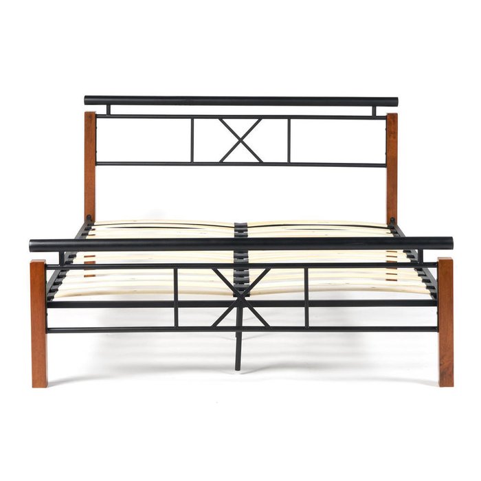 Кровать Eunis Wood slat base 160х200 черно-коричневого цвета  - купить Кровати для спальни по цене 23760.0