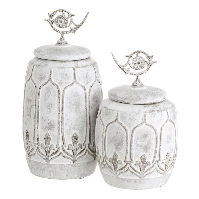 Керамическая ваза с крышкой белого цвета  - купить Вазы  по цене 5260.0