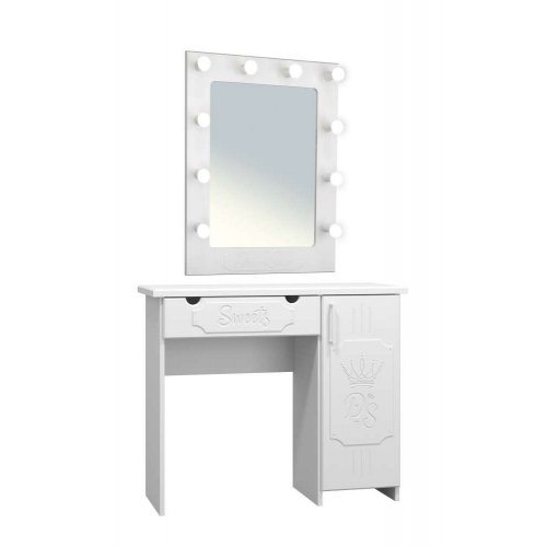 Туалетный столик ДримСтар L  белого цвета с зеркалом