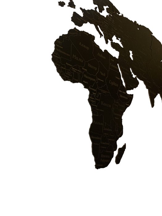 Деревянная карта мира Countries Rus с гравировкой черного цвета - лучшие Декор стен в INMYROOM