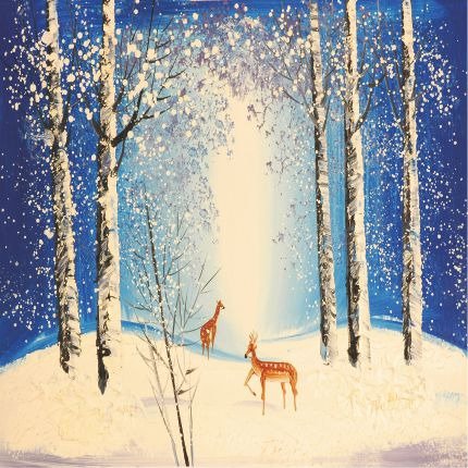 Дизайнерская картина на холсте: "Олени зимой"