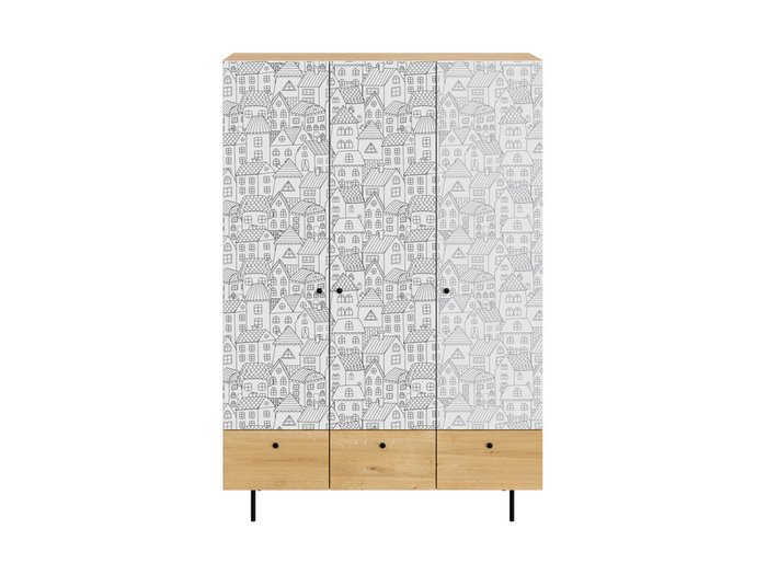 Шкаф Frida с бело-серым фасадом на металлических ножках - купить Шкафы распашные по цене 70600.0
