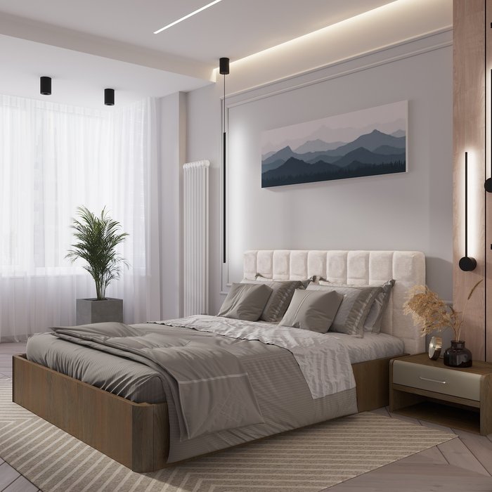 Кровать Сиена 140х200 с изголовьем молочного цвета и подъемным механизмом - лучшие Кровати для спальни в INMYROOM