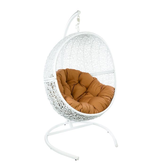 Кресло подвесное Lunar бело-коричневого цвета