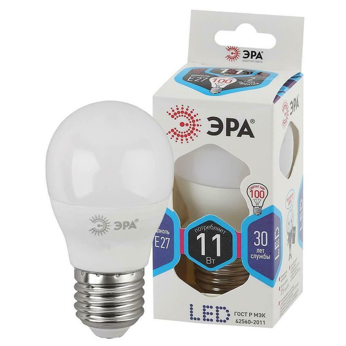 Лампа светодиодная ЭРА E27 5W 2700K матовая LED P45-5W-827-E27 - лучшие Лампочки в INMYROOM