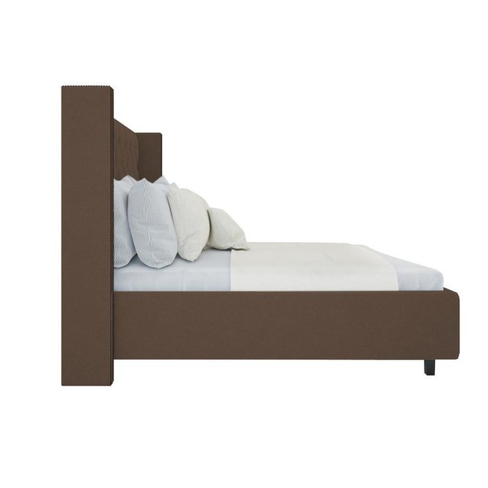 Кровать с декоративными гвоздиками "Wing" Велюр Серо-коричневый 140x200 - купить Кровати для спальни по цене 102000.0
