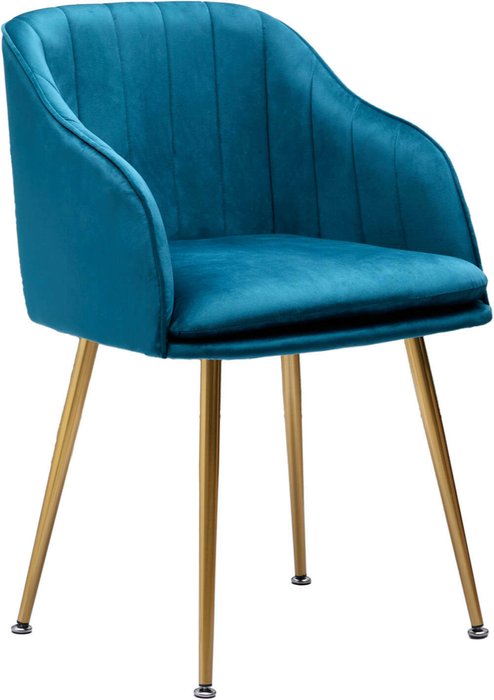 Кресло в обивке из велюра синего цвета