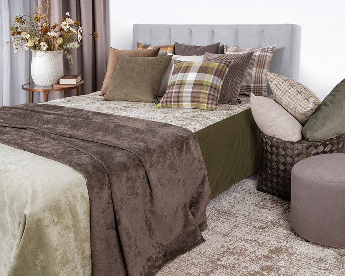 Декоративная подушка Excel sage коричневого цвета - купить Декоративные подушки по цене 865.0