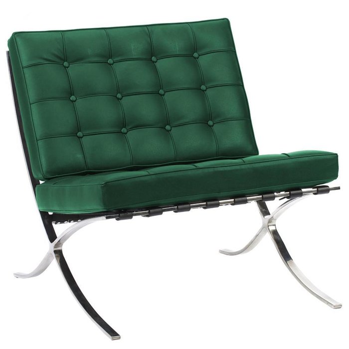 Кресло Barcelona Chair зеленого цвета